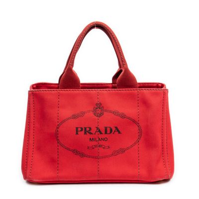 prada red leather tote bag