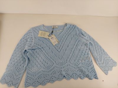 JDY - Pull-over cropped - Maille ajourée bleu cachemire - Ne…