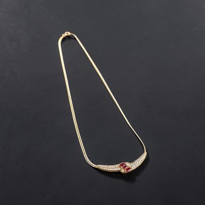 Collier en or 18k (750e), composé d'une maille anglaise cent… - Photo 1
