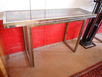 ROMEO REGA console en métal chromé, métal doré et verre fumé…
