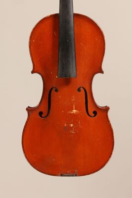 a close up of a violin with a bow on a white background