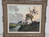 an image of a painting of a landscape with a house in the distance