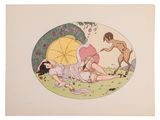 a picture of a woman laying on the ground with an umbrella
