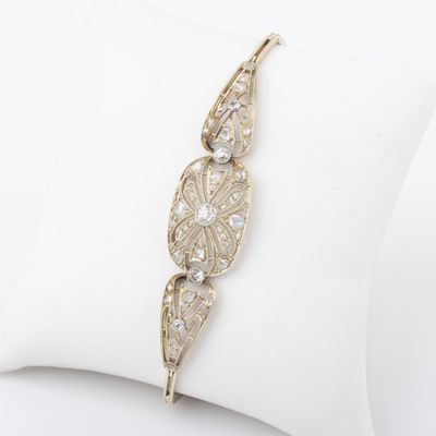 Bracelet semi-articulé, diamants taille ancienne en serti cl…