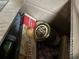 a box full of food that is sitting on a table