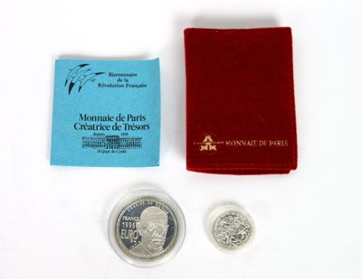 an image of a silver coin with a red pouch next to it