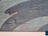 a picture of a painting of a bird with a name written on it