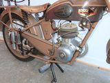 a motorcycle that is parked in a garage