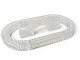 a clear plastic buckle with a metal clasp on it