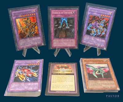 six cards of different types are displayed on a blue background