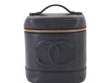 chanel black leather travel case
