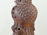 a lamp that is sitting on a tree stump
