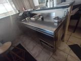 an image of a kitchen with stainless steel counter tops