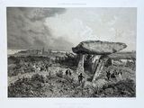 gravure représentant un stonehench au milieu d'un champ, entouré de personnes