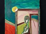 tableau représentant une femme regardant la lune par la fenêtre
