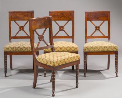 set of four mahogany dining chairs with upholstered upholstered backs