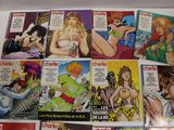 a lot of comic books that are on the table