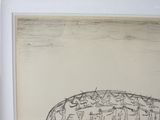 a black and white drawing of a elephant with people on it