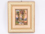 framed painting of a landscape with trees and a road