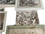many pictures of people and animals on the wall