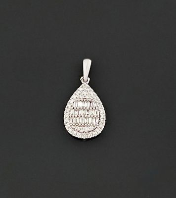 Pendentif en or gris 18K 750 millièmes de forme goutte d'eau…