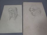 dessin représentant la tête d'une femme et dessin représentant le visage d'une femme