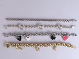 five different bracelets with charms and charms on them