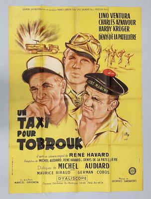 an old movie poster of three men in military uniforms