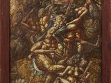 une image d'une peinture représentant un groupe de personnes dans une grotte