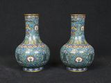 pair of chinese cloise enamel vases with floral decoration