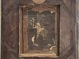a picture of a man riding a horse in a picture frame