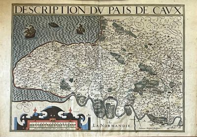 une vieille carte de la région de France accompagnée d'une carte du pays