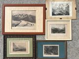 plusieurs photos encadrées représentant des montagnes et une chaîne de montagnes