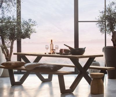 Ensemble table et banc de jardin WOOOD , plateau et assises …