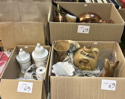 many boxes with different items in them on display