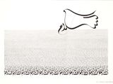 a black and white drawing of a kite flying in the sky