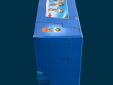 a blue box with a picture of a boat inside of it