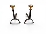 pair of antique brass candlesticks on cast iron bases