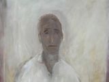 painting of a man in a white shirt standing in front of a window