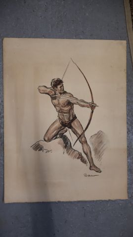 Paul ORDNER (1901-1969) – « L’Archer ». Estampe en couleur, signé...