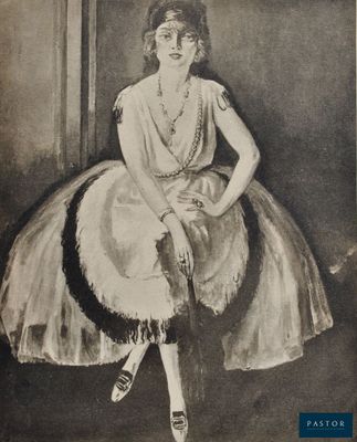 tableau représentant une femme en robe, assise sur une chaise