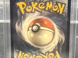 the pokemon card is in a clear plastic case