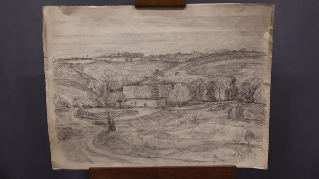 Léon DETROY (1859-1955) « Paysage de la Creuse » Fusain sur papie...