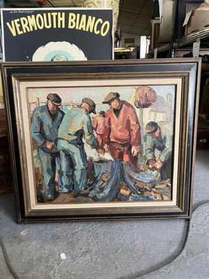 une photo d'un tableau représentant un groupe d'hommes