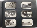 a black and white photo of a book with pictures of people and airplanes