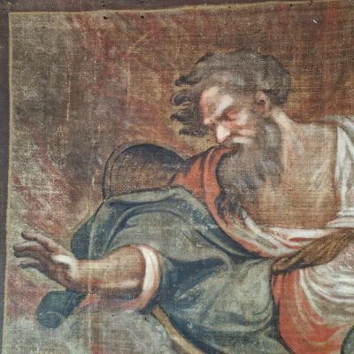 une image représentant un tableau d'un homme à la longue barbe