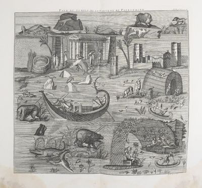 un dessin représentant un bateau sur l'eau avec des personnes à bord