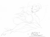 sketches of a drawing of a woman with a tennis racket