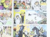 a comic book with a picture of a man riding a horse