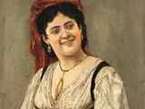 une image représentant un tableau d'une femme portant un bandeau rouge
